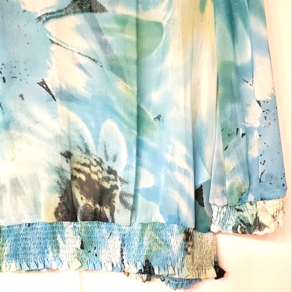 ⭐️CLEO FLORAL BLOUSE SHEER LIGHTWEIGHT BOHO MULTICOLOR WOMENS MEDIUM - Picture 4 of 7